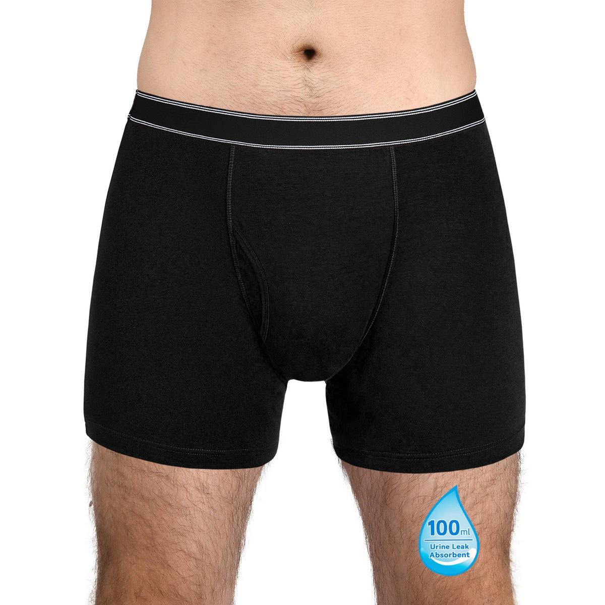 Reusable Men's Incontinence Boxer Briefs - EXTRA ABSORBENCY(100ml)  - 95% Cotton